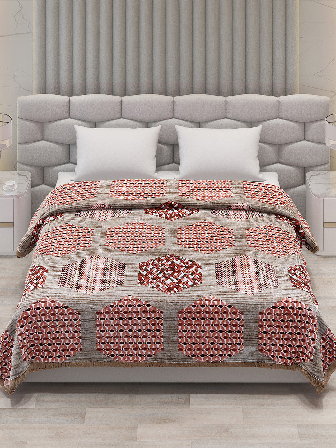 Printed Double Bed Blanket for Mild Winter -1 Ply
