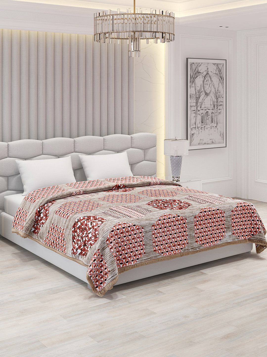 Printed Double Bed Blanket for Mild Winter -1 Ply