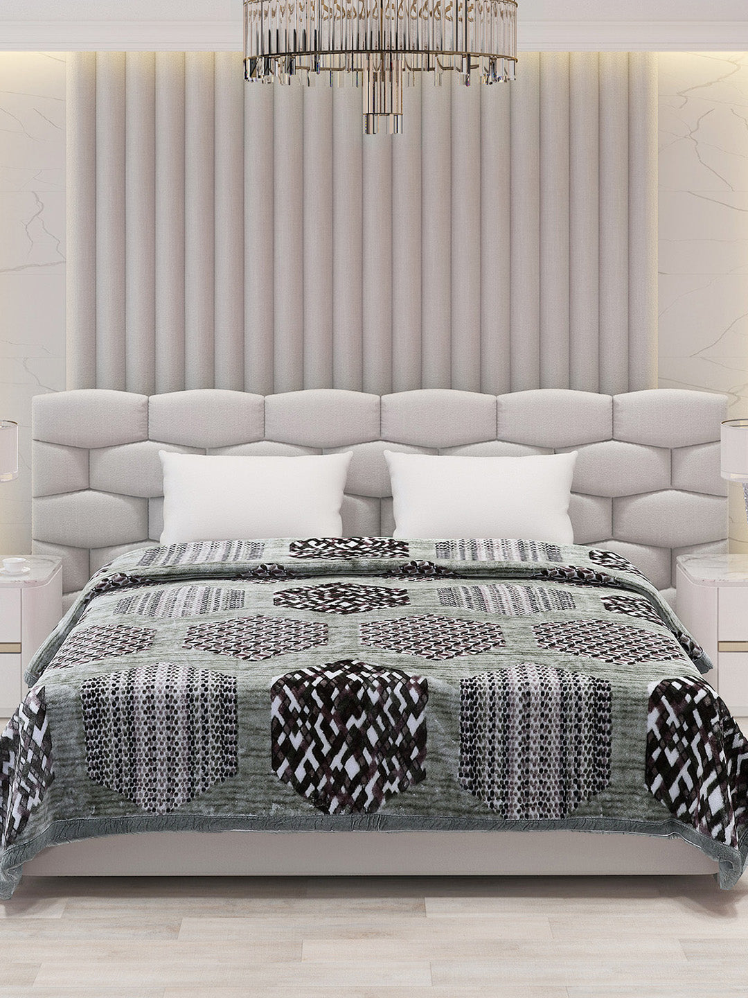 Printed Double Bed Blanket for Mild Winter -1 Ply