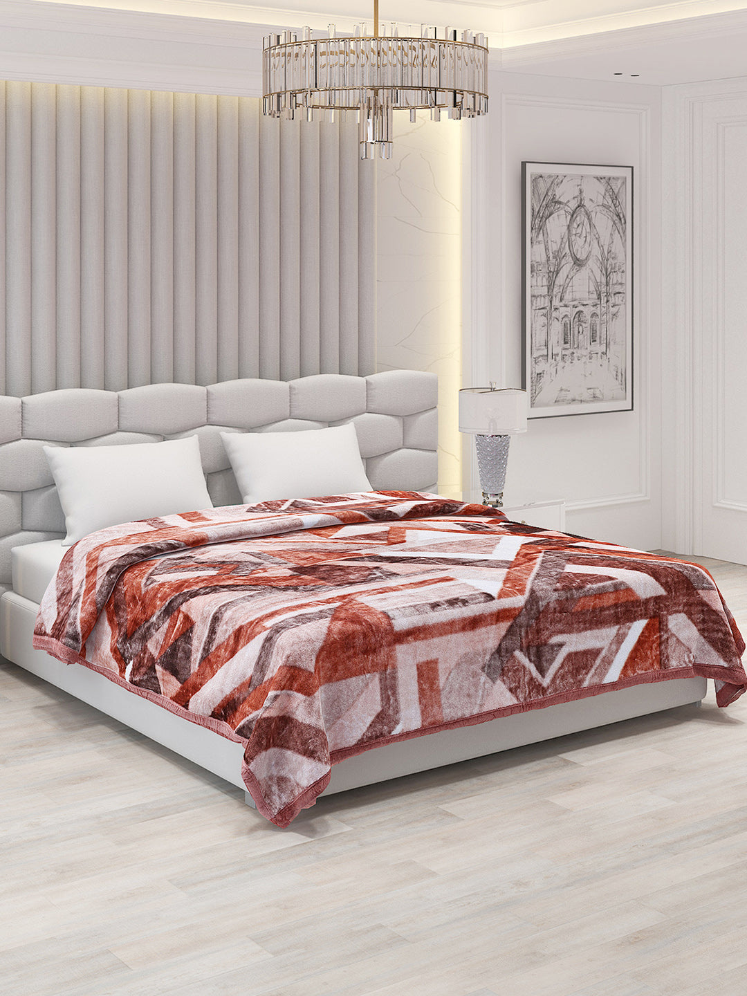 Printed Double Bed Blanket for Mild Winter -1 Ply