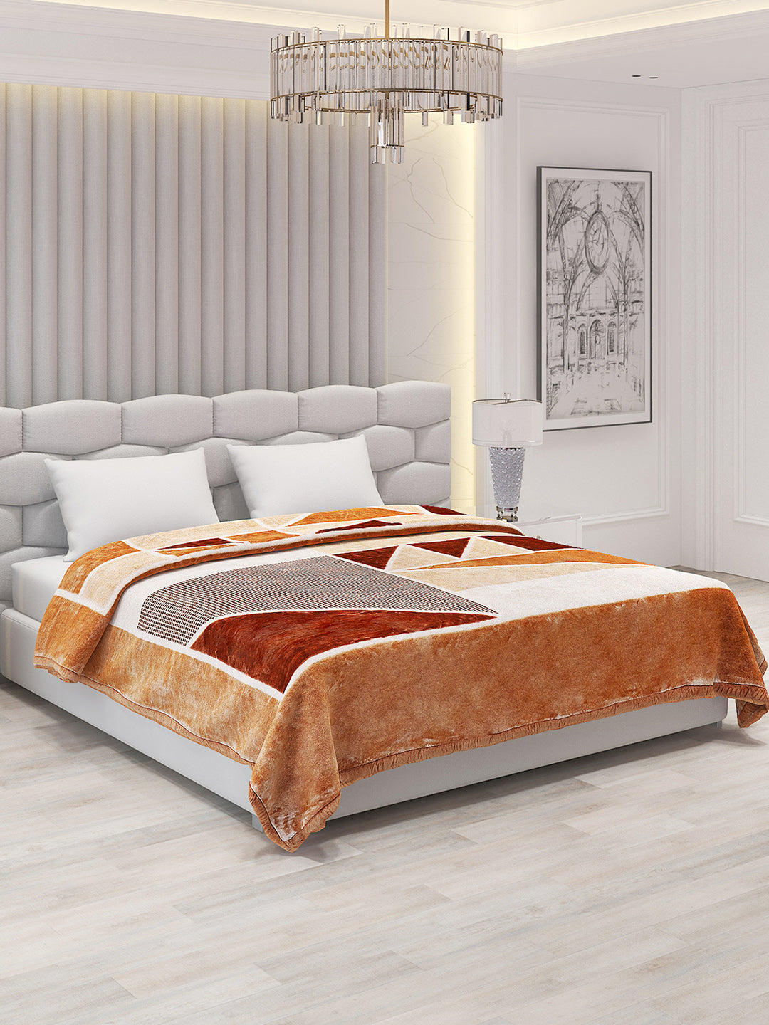 Printed Double Bed Blanket for Mild Winter -1 Ply