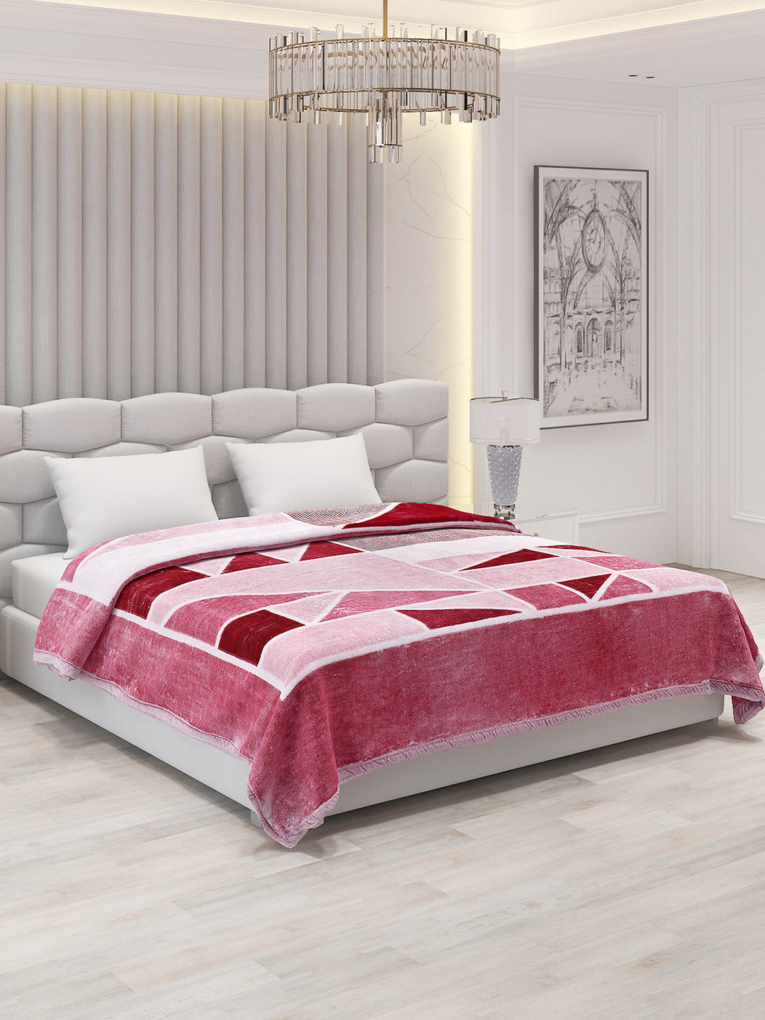 Printed Double Bed Blanket for Mild Winter -1 Ply