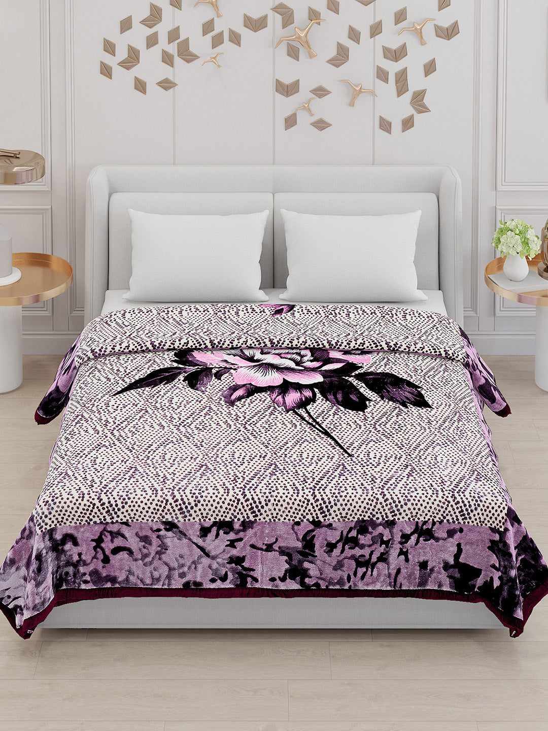 Printed Double Bed Blanket for Mild Winter -1 Ply