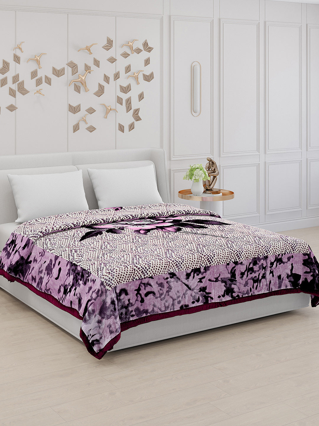 Printed Double Bed Blanket for Mild Winter -1 Ply