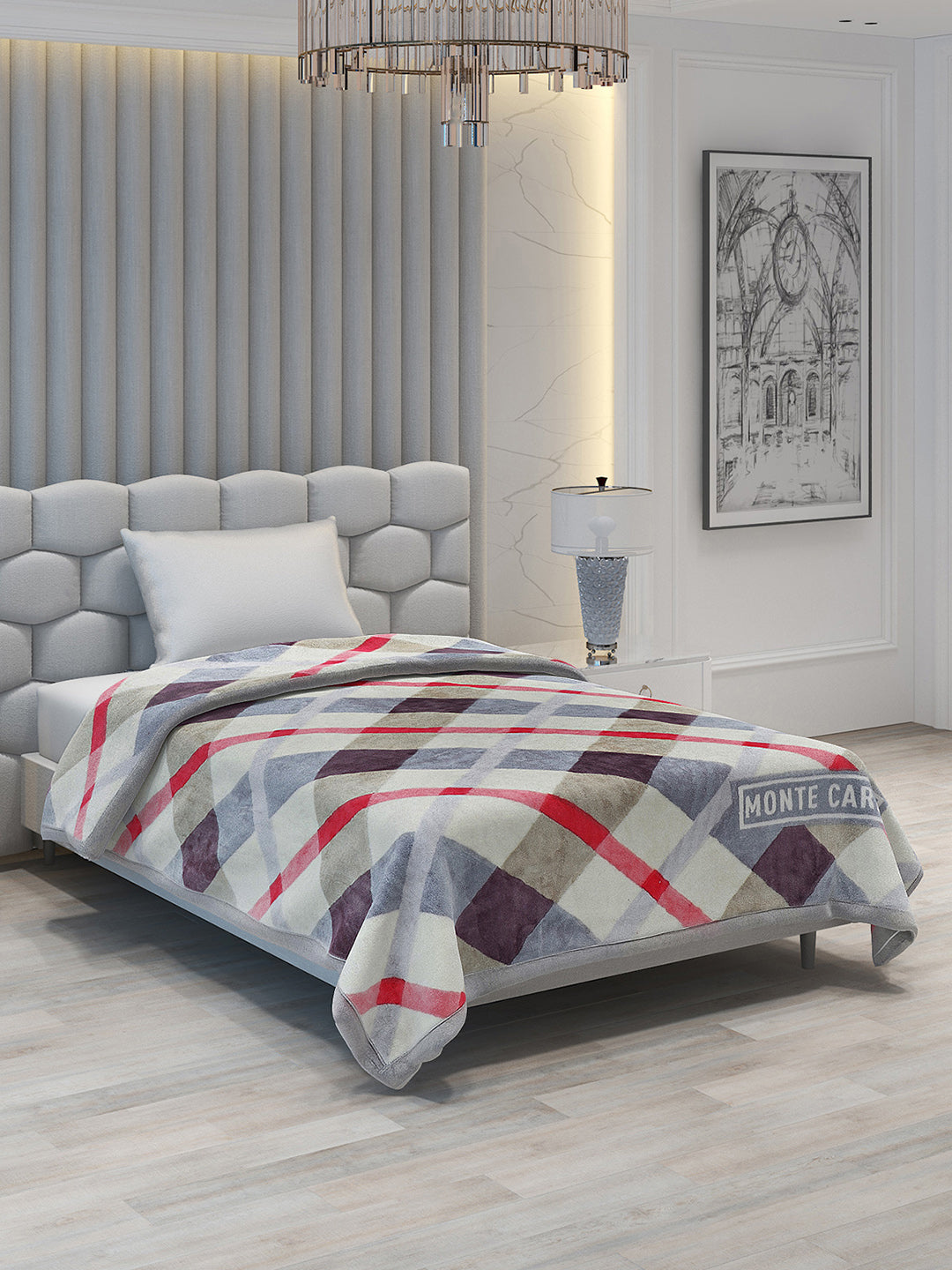 Checkered Single Bed Blanket for Mild Winter -2 Ply