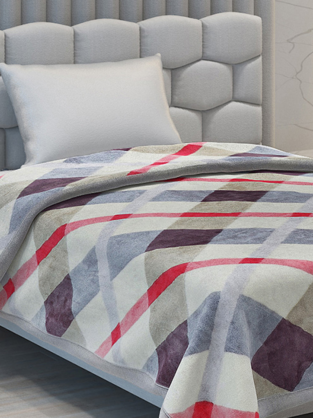 Checkered Single Bed Blanket for Mild Winter -2 Ply