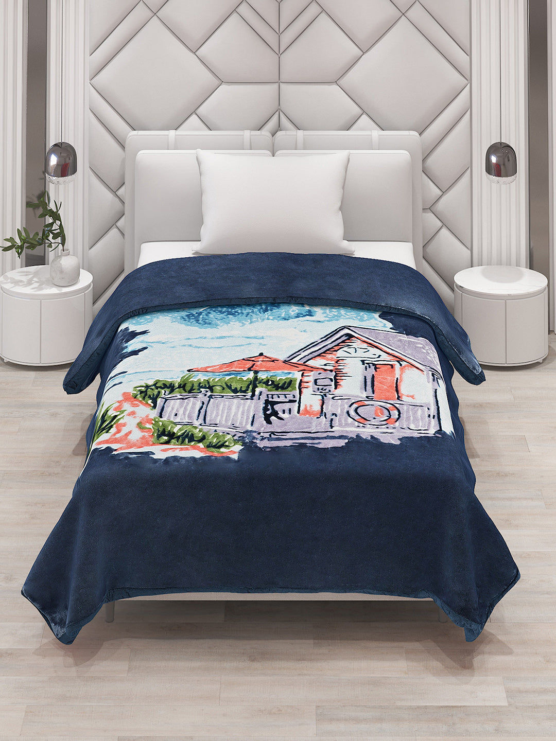 Printed Single Bed Blanket for Mild Winter -1 Ply