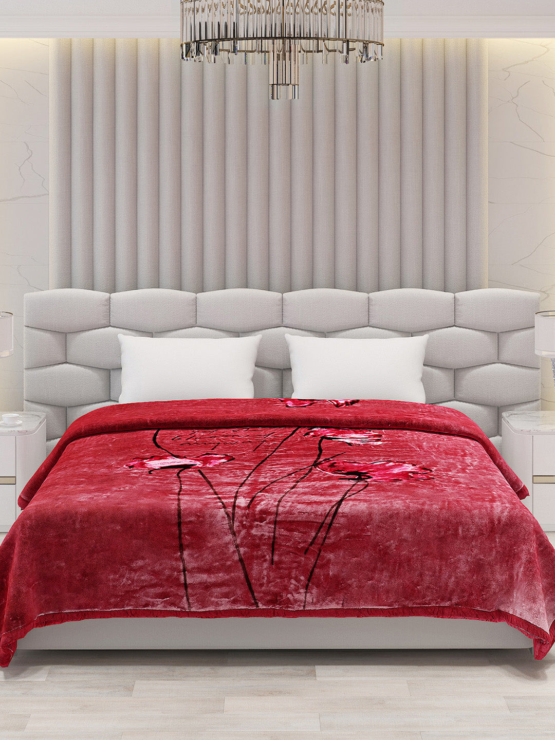 Printed Double Bed Blanket for Mild Winter -1 Ply