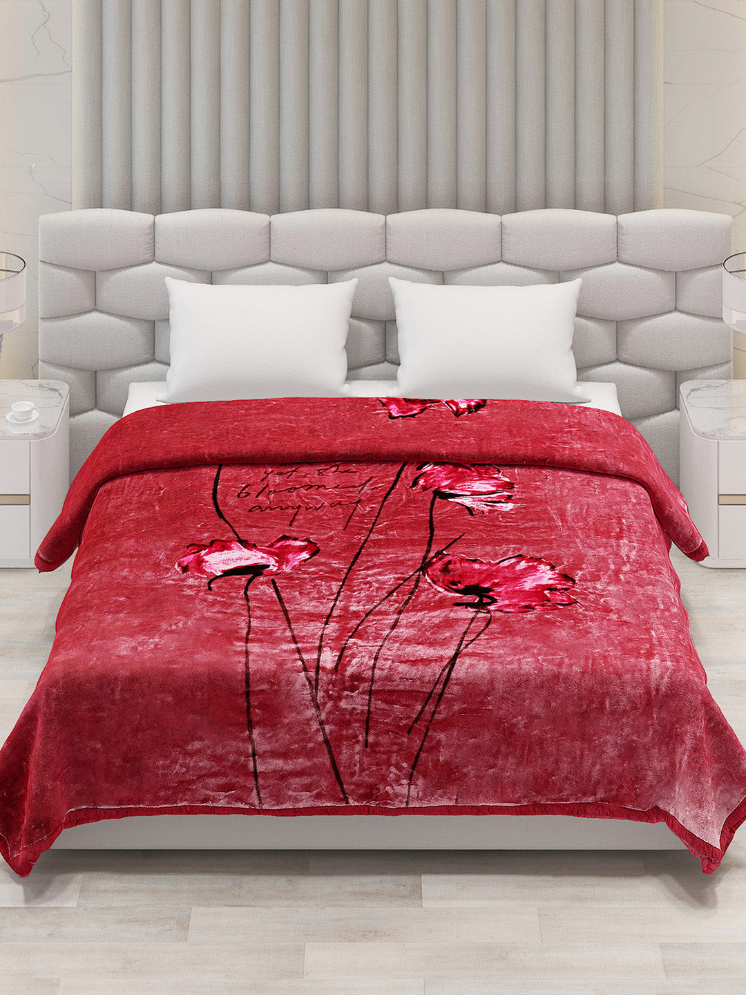 Printed Double Bed Blanket for Mild Winter -1 Ply