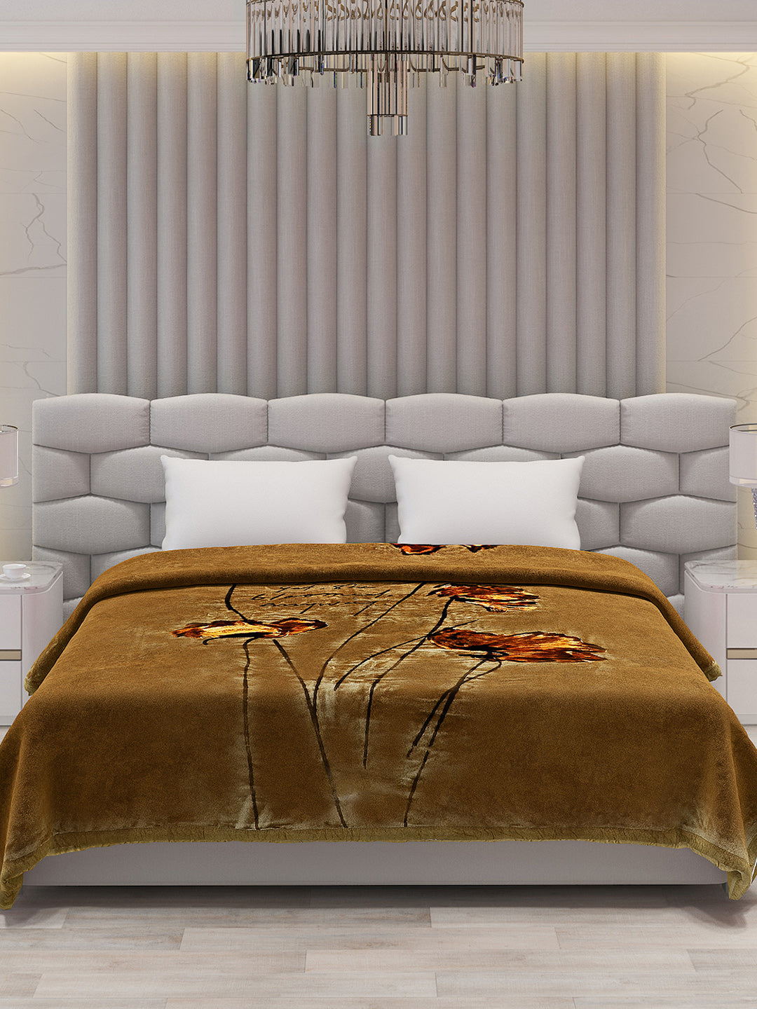 Printed Double Bed Blanket for Mild Winter -1 Ply