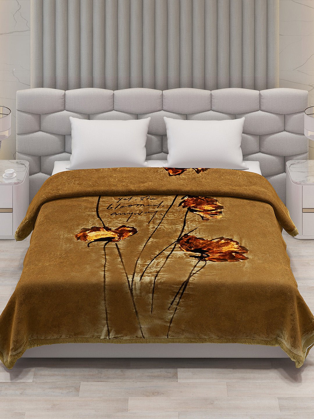 Printed Double Bed Blanket for Mild Winter -1 Ply