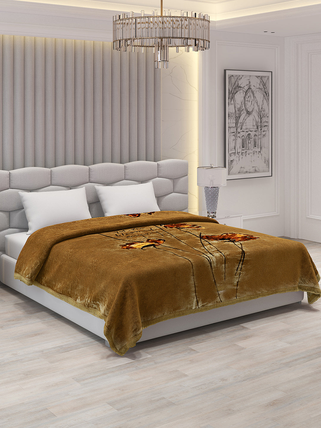 Printed Double Bed Blanket for Mild Winter -1 Ply