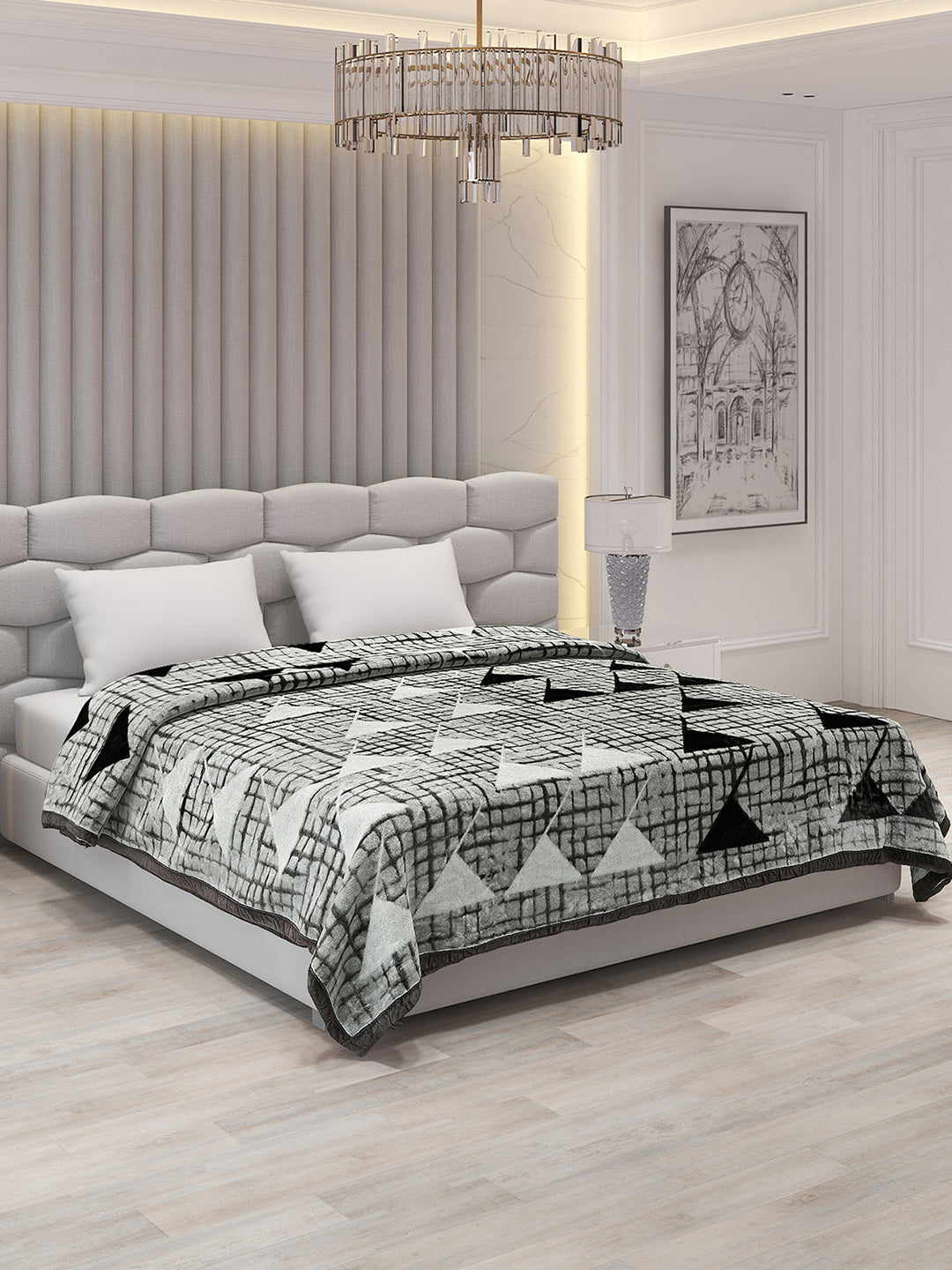 Printed Double Bed Blanket for Mild Winter -1 Ply