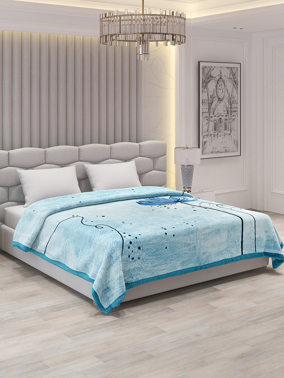 Printed Double Bed Blanket for Mild Winter -1 Ply