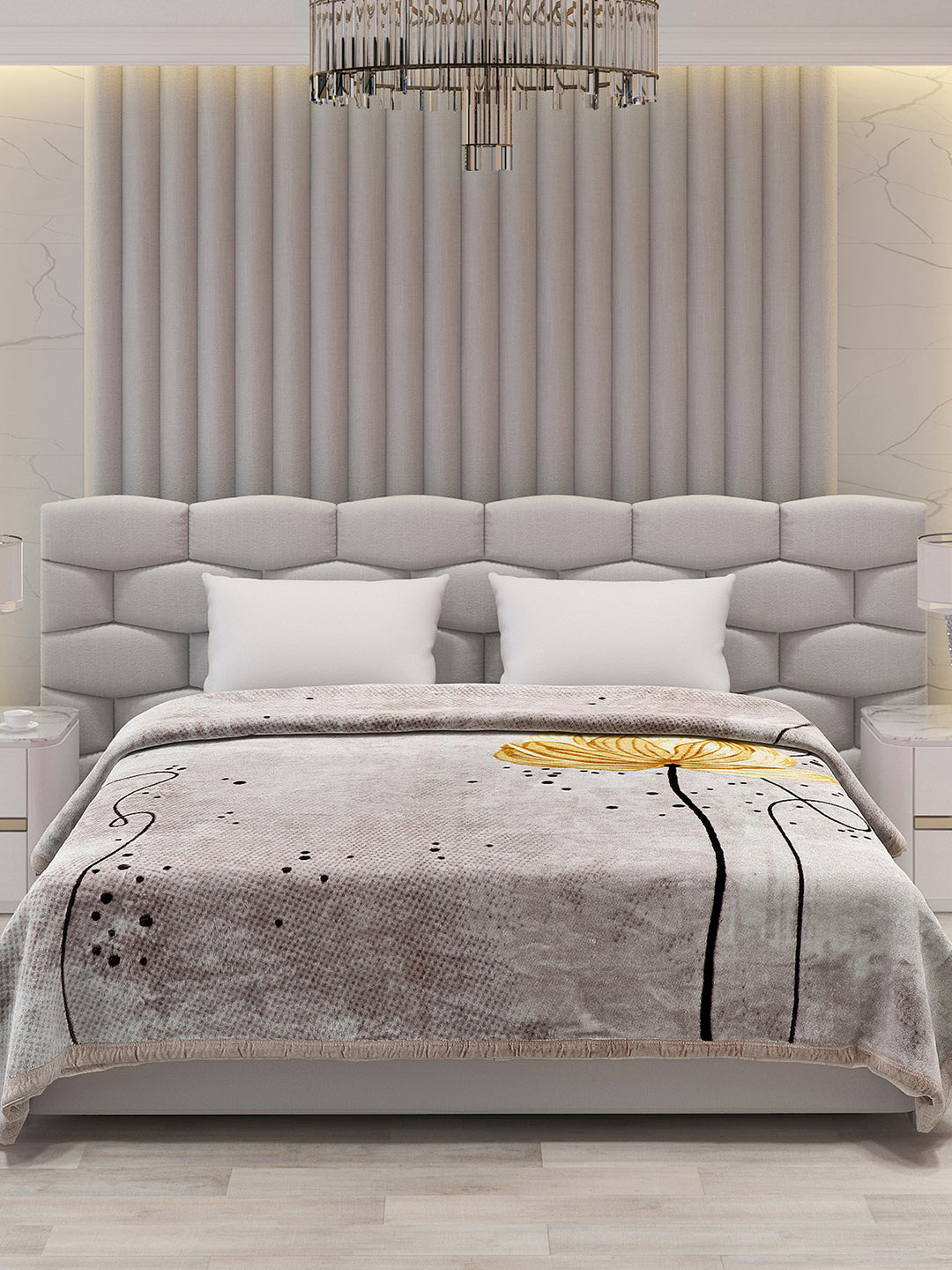 Printed Double Bed Blanket for Mild Winter -1 Ply