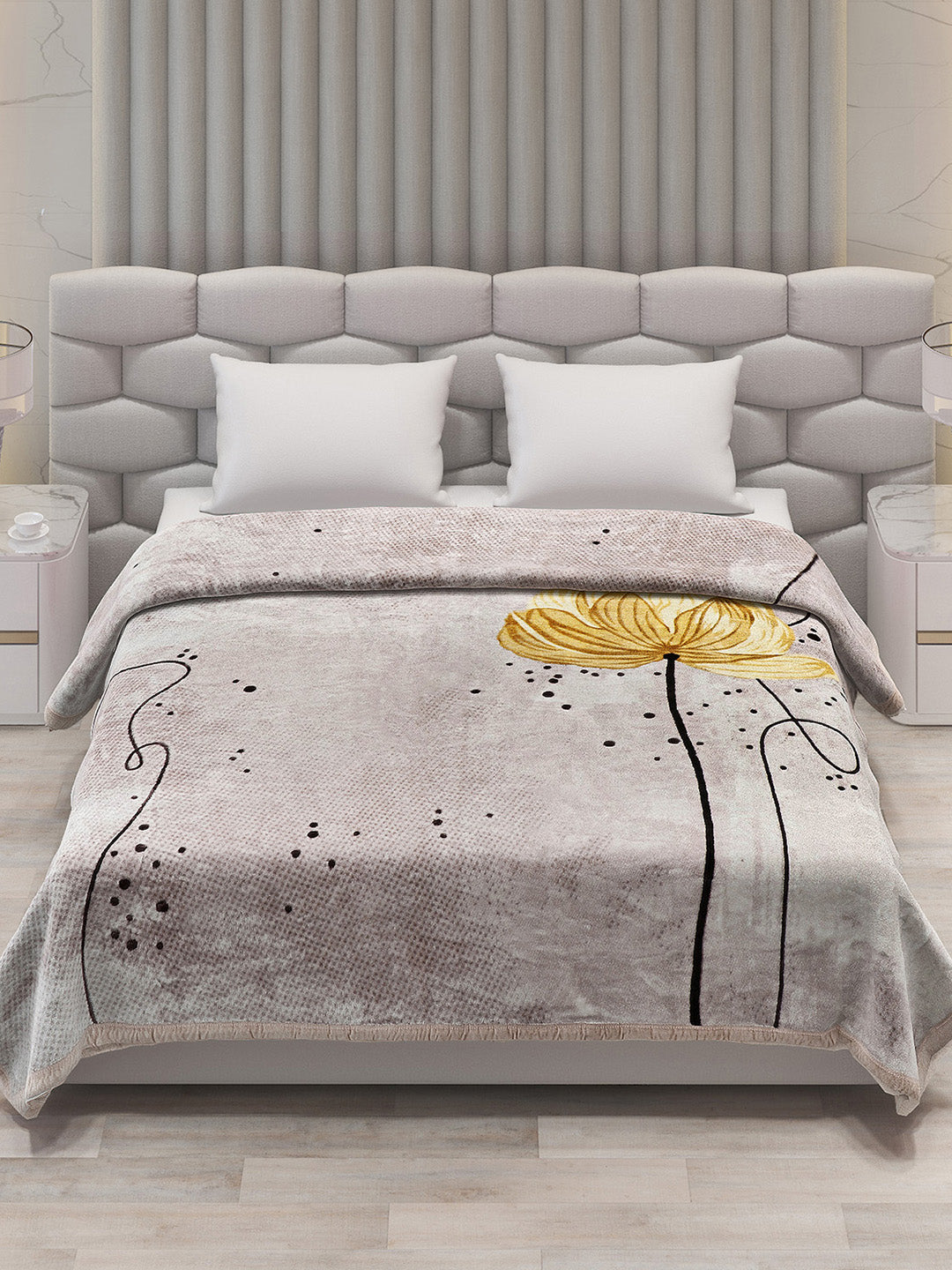 Printed Double Bed Blanket for Mild Winter -1 Ply