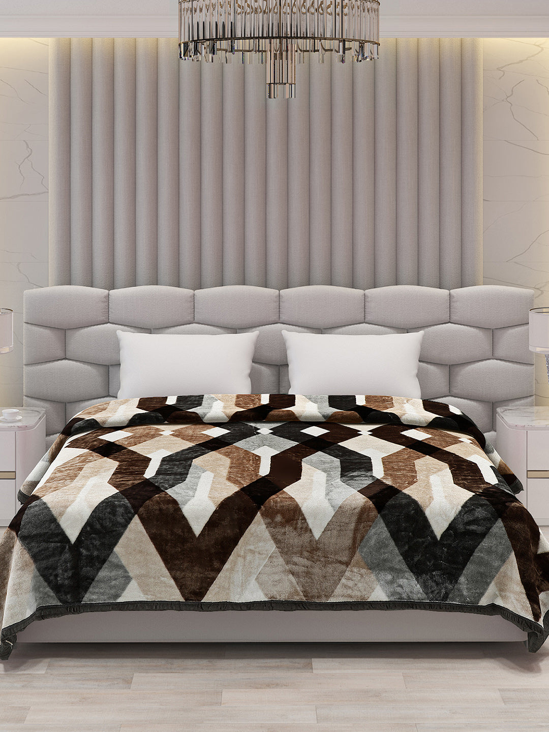 Printed Double Bed Blanket for Mild Winter -1 Ply