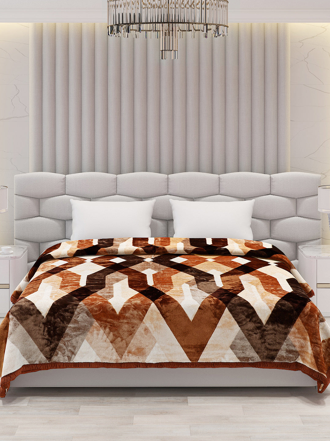 Printed Double Bed Blanket for Mild Winter -1 Ply