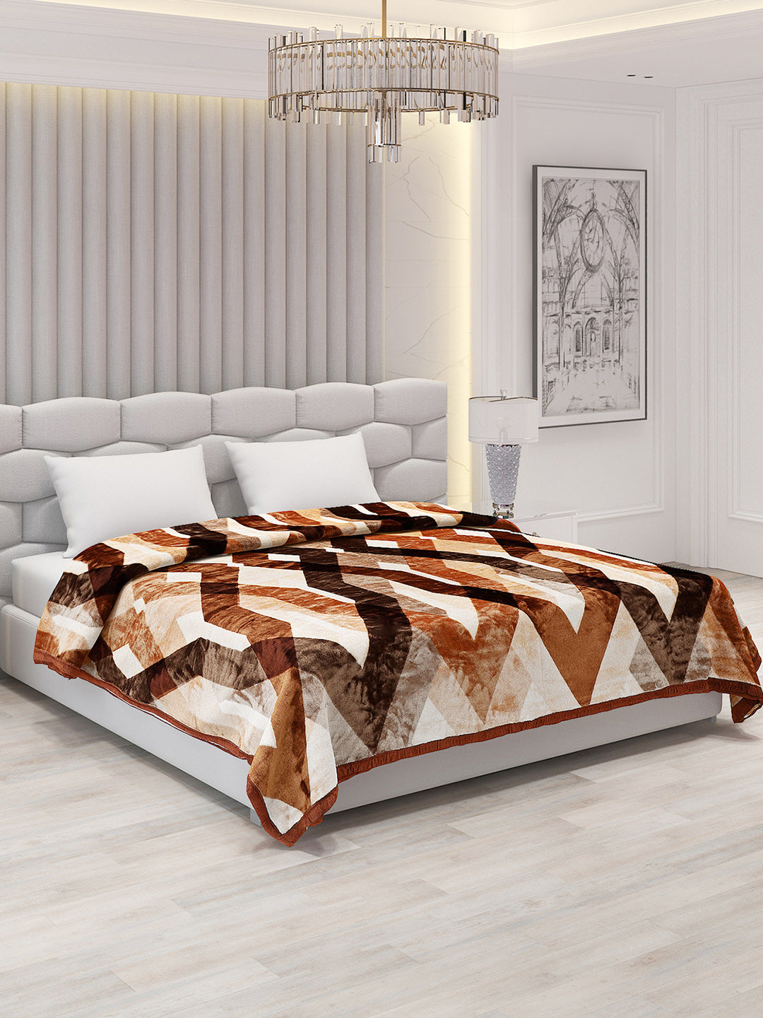 Printed Double Bed Blanket for Mild Winter -1 Ply
