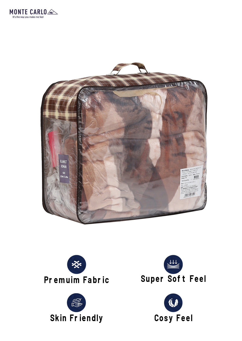 Printed Double Bed Blanket for Mild Winter -1 Ply