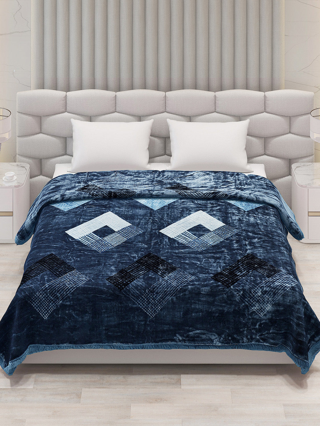 Printed Double Bed Blanket for Mild Winter -1 Ply
