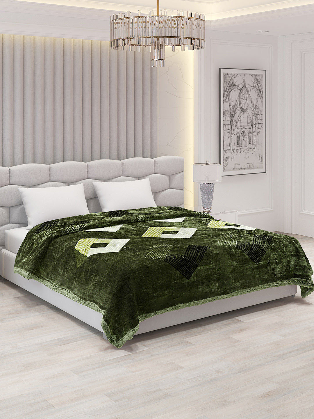 Printed Double Bed Blanket for Mild Winter -1 Ply