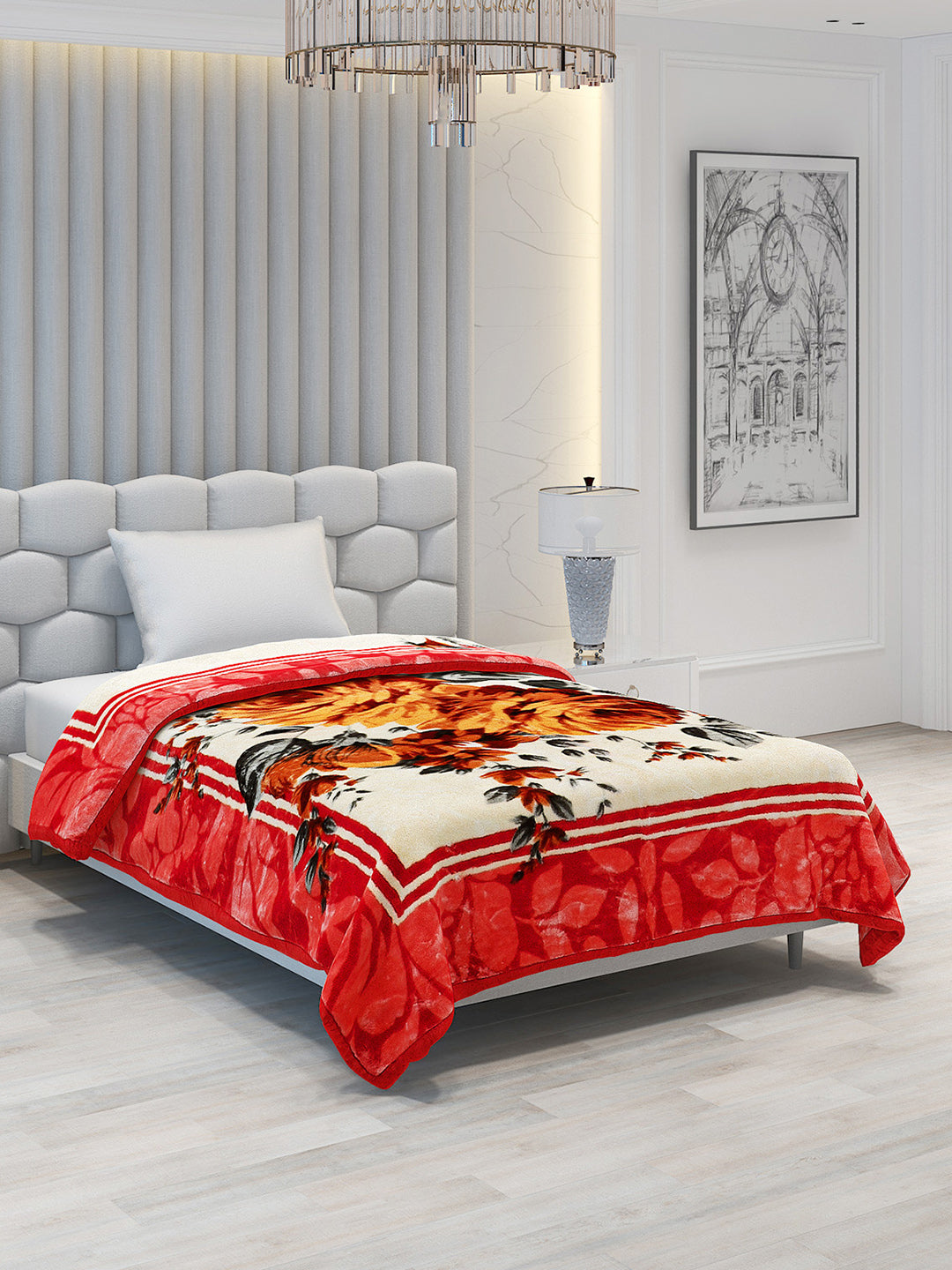Printed Single Bed Blanket for Heavy Winter -1 Ply