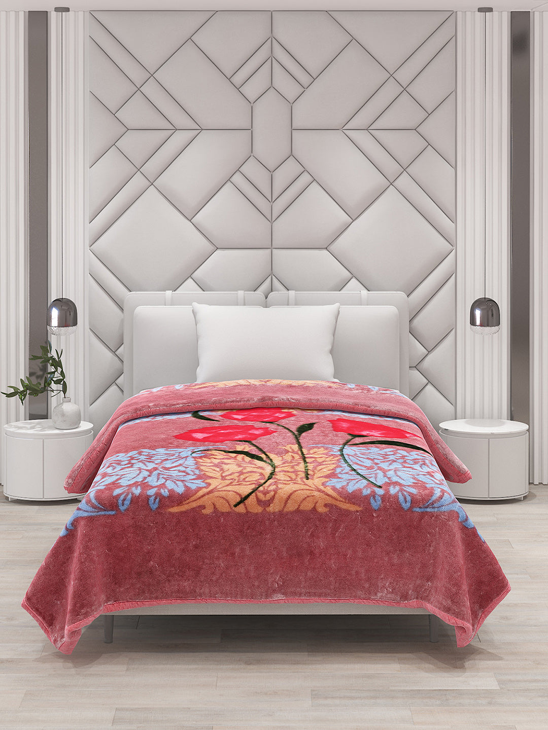 Printed Single Bed Mink Blanket for Mild Winter -1 Ply