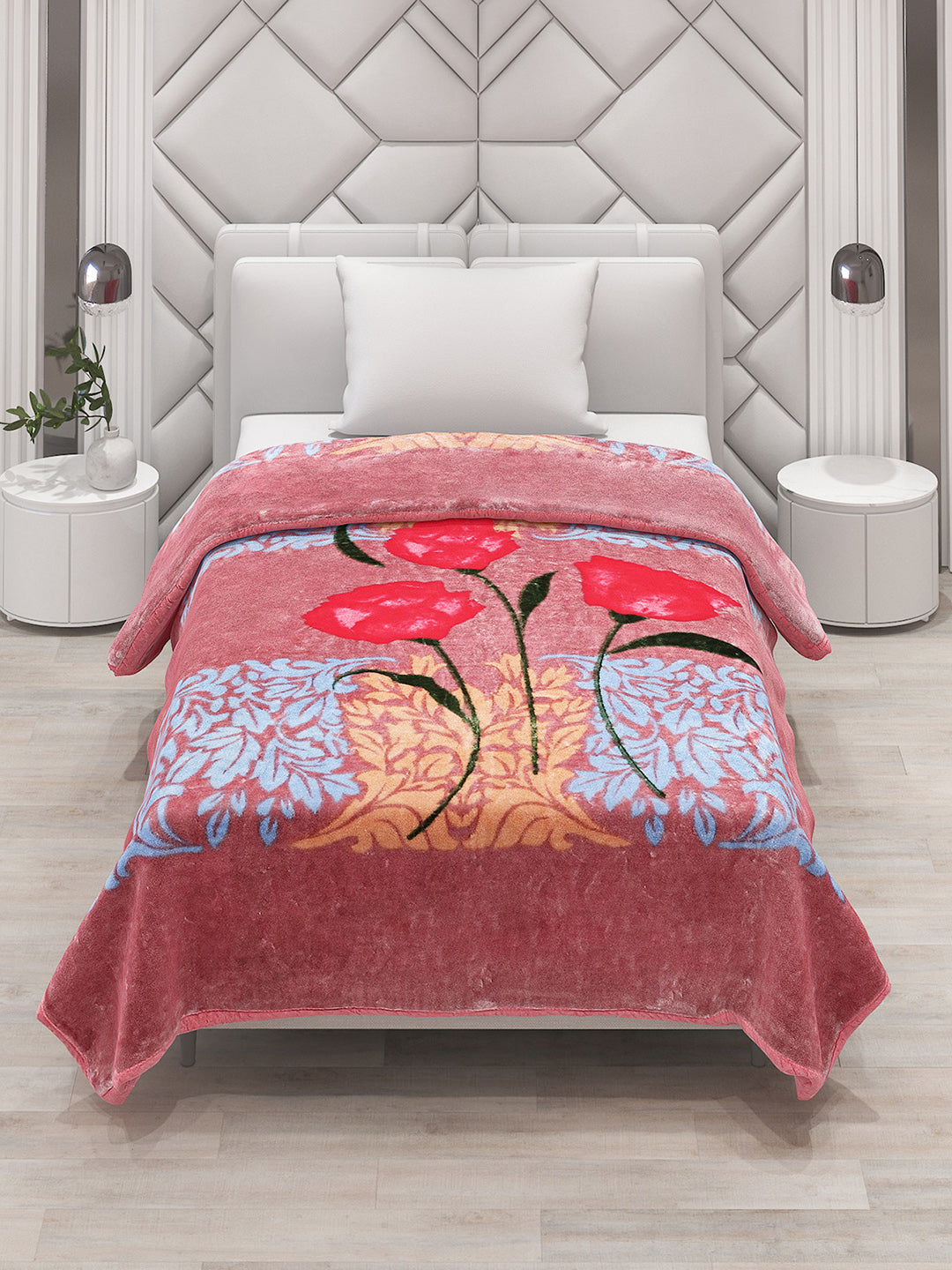 Printed Single Bed Mink Blanket for Mild Winter -1 Ply