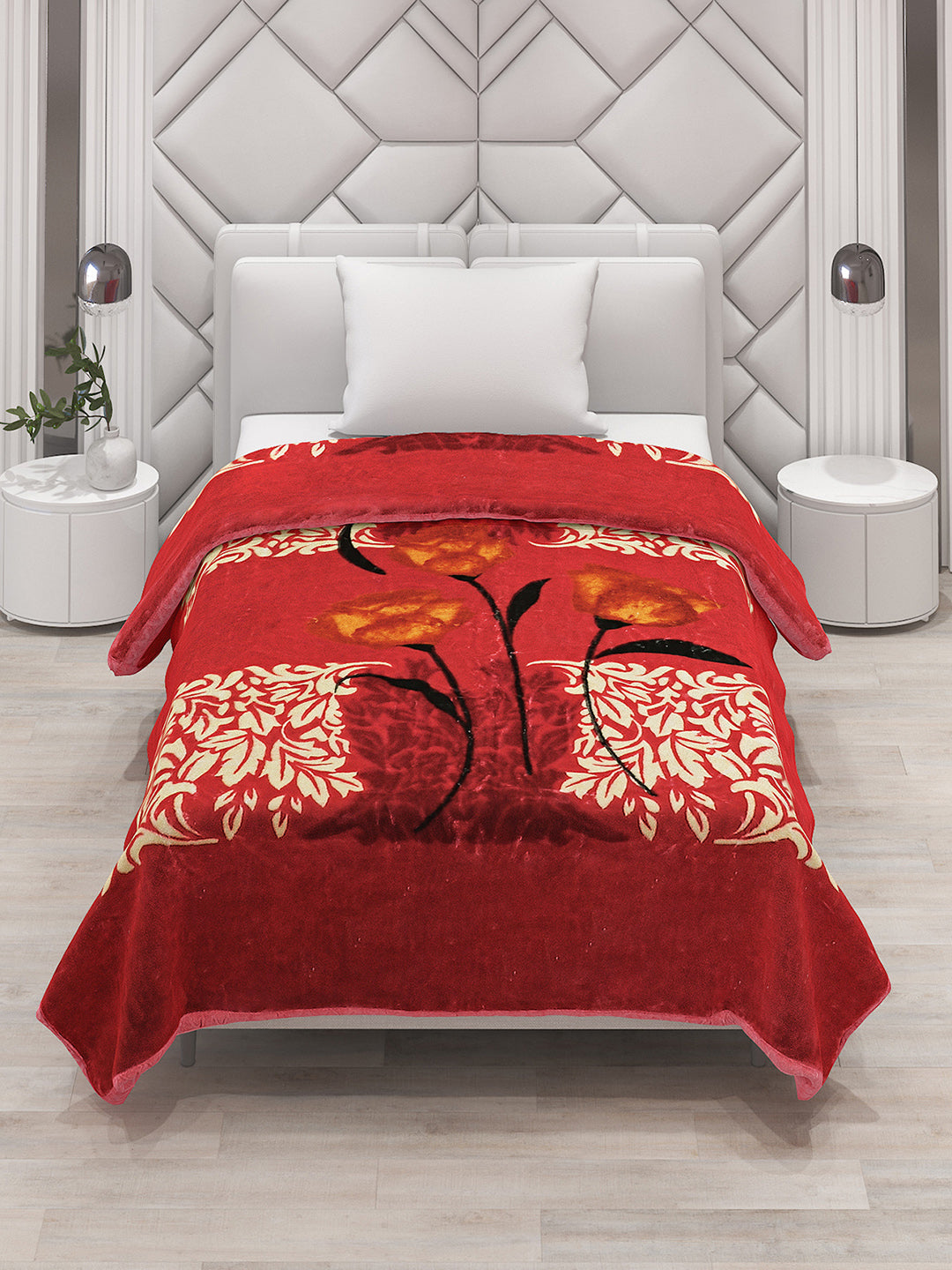 Printed Single Bed Mink Blanket for Mild Winter -1 Ply