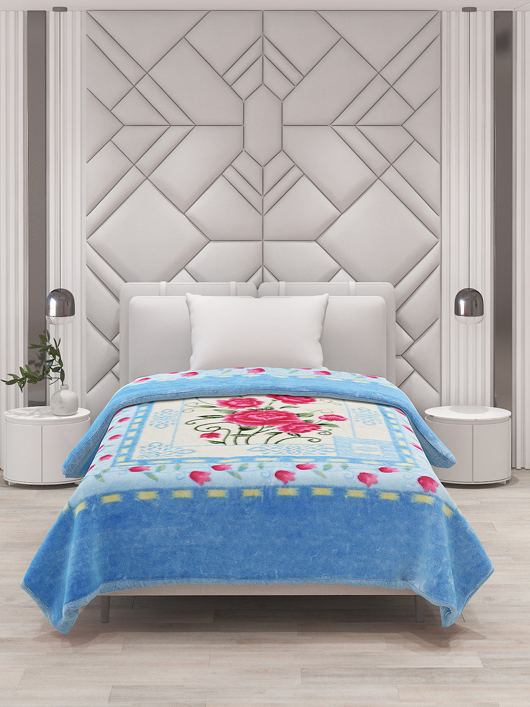 Printed Single Bed Mink Blanket for Mild Winter -1 Ply