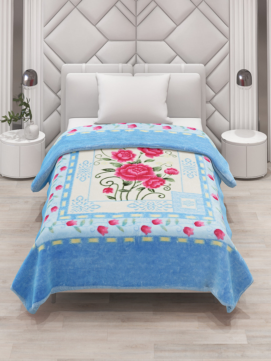 Printed Single Bed Mink Blanket for Mild Winter -1 Ply