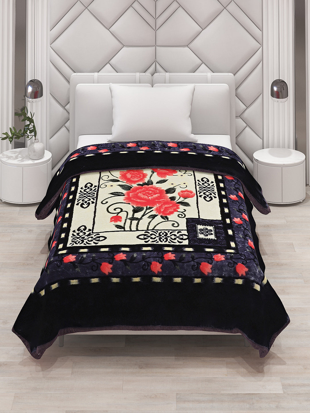 Printed Single Bed Mink Blanket for Mild Winter -1 Ply