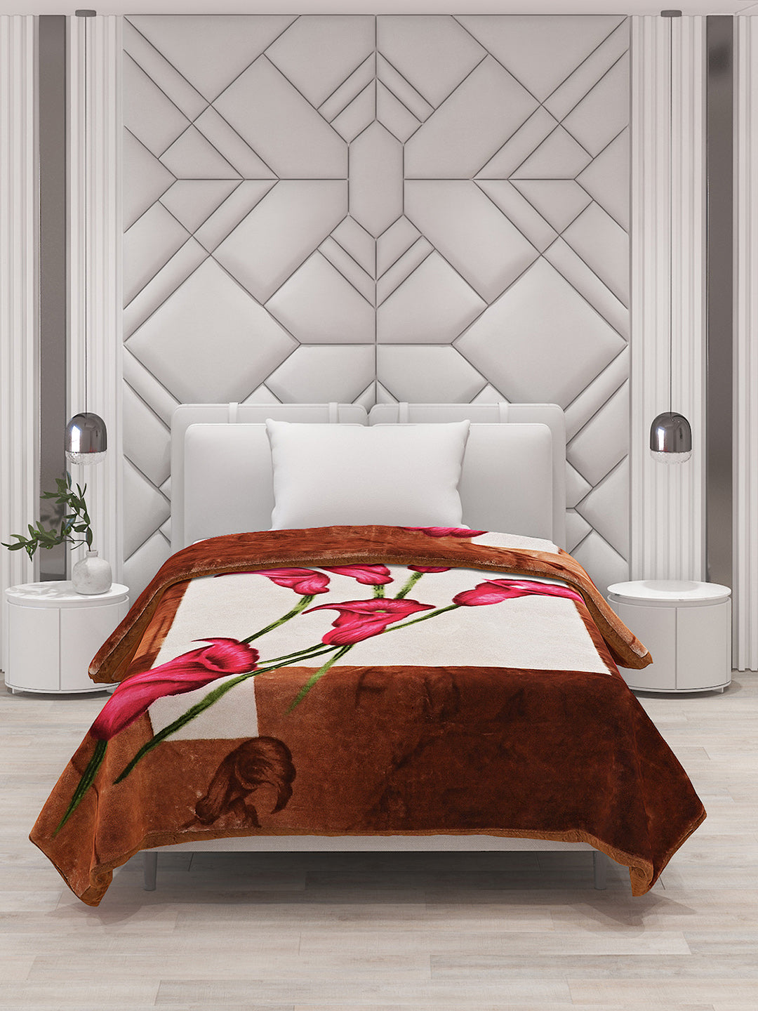 Printed Single Bed Mink Blanket for Mild Winter -1 Ply