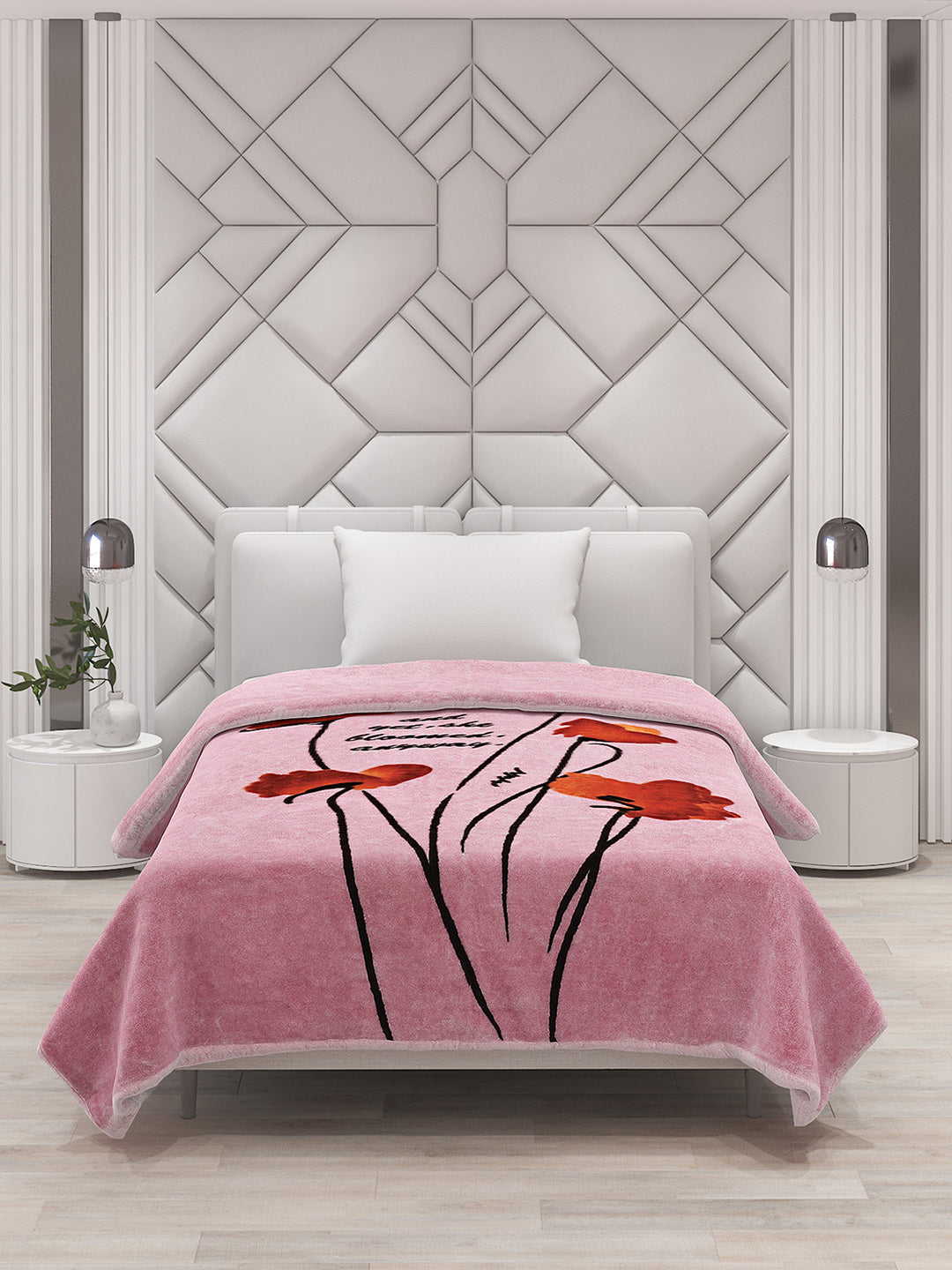 Printed Single Bed Mink Blanket for Mild Winter -1 Ply