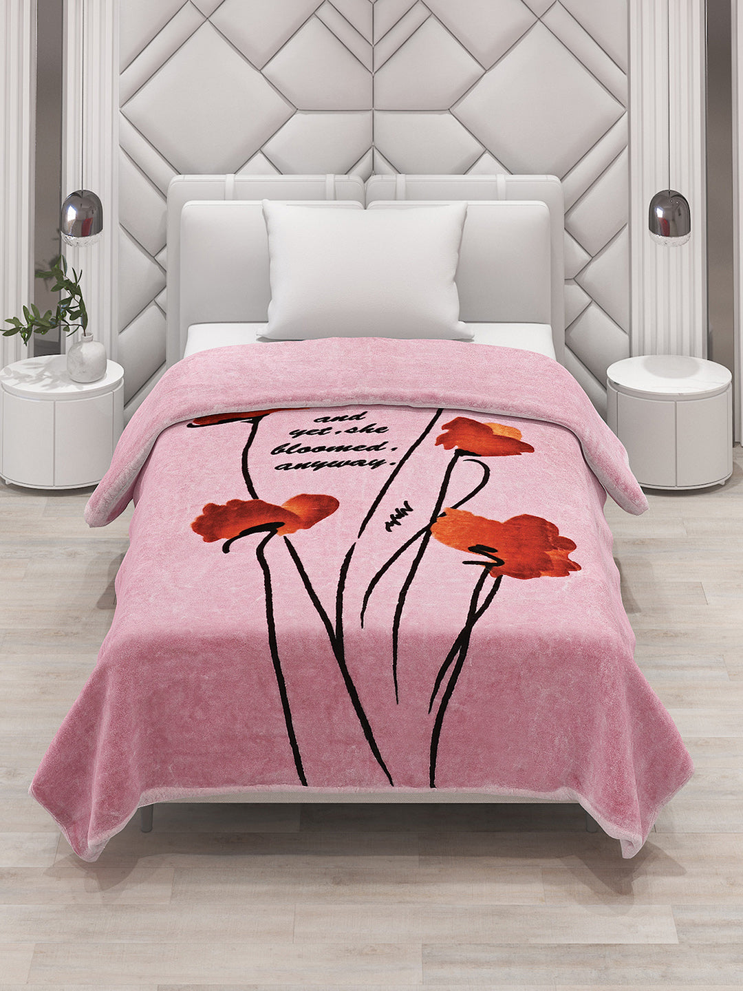 Printed Single Bed Mink Blanket for Mild Winter -1 Ply