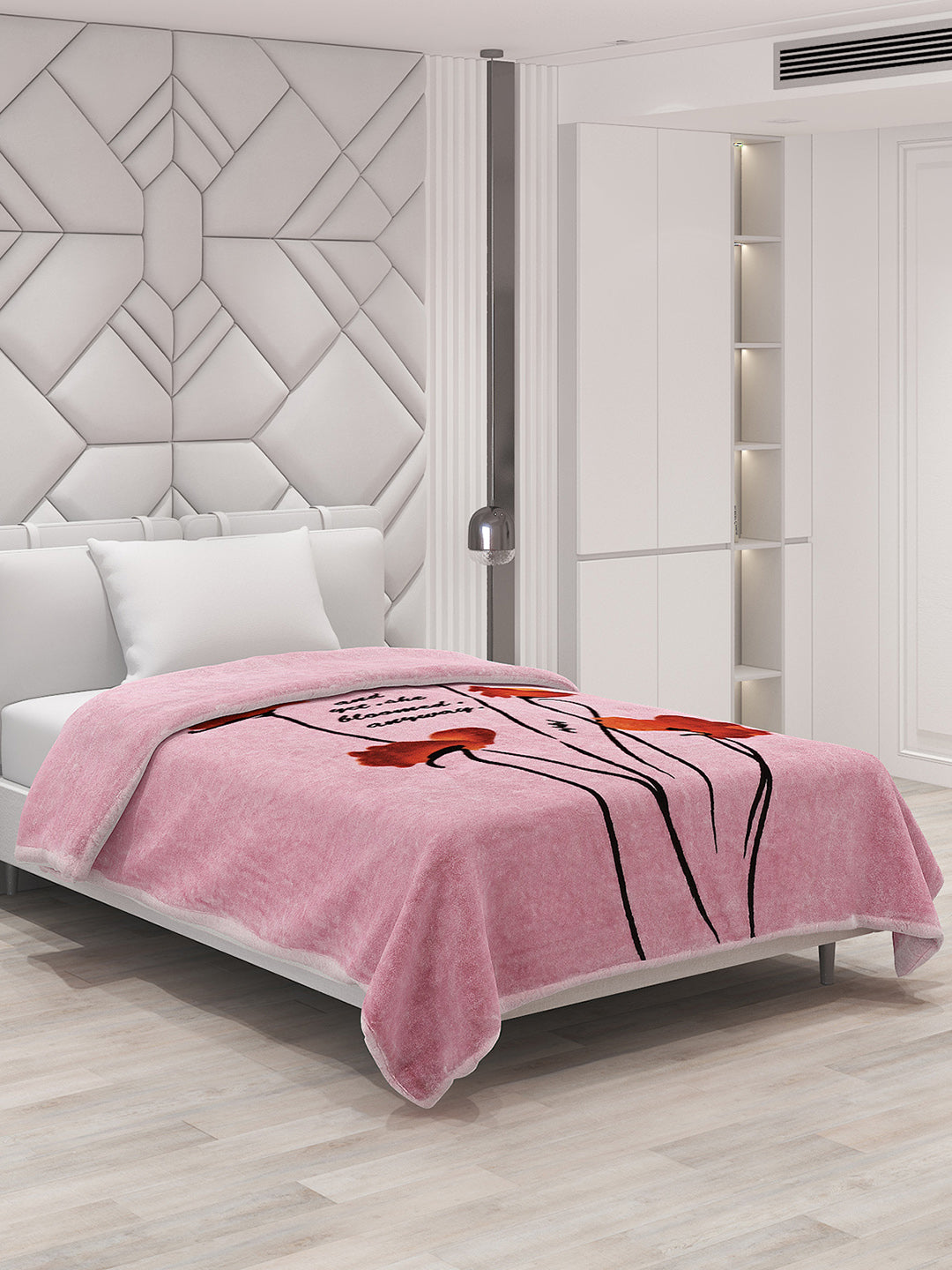 Printed Single Bed Mink Blanket for Mild Winter -1 Ply