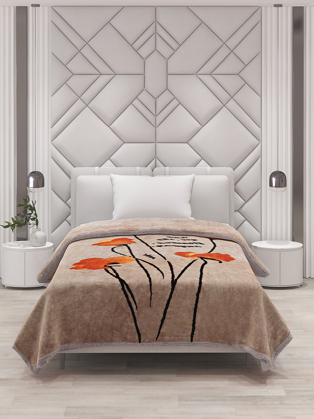 Printed Single Bed Mink Blanket for Mild Winter -1 Ply