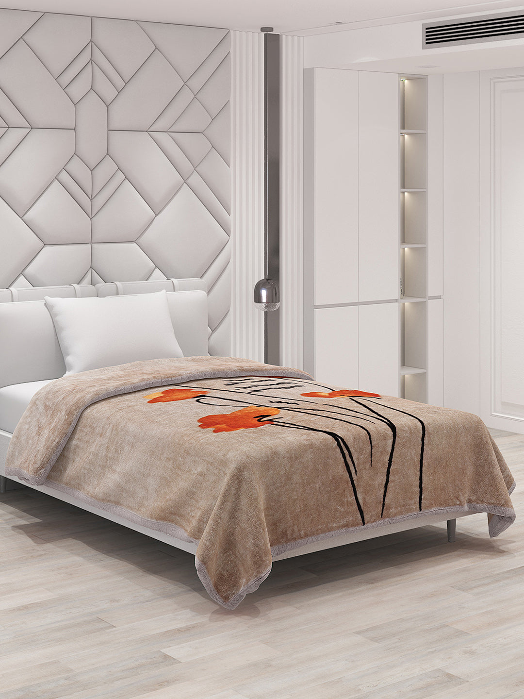 Printed Single Bed Mink Blanket for Mild Winter -1 Ply