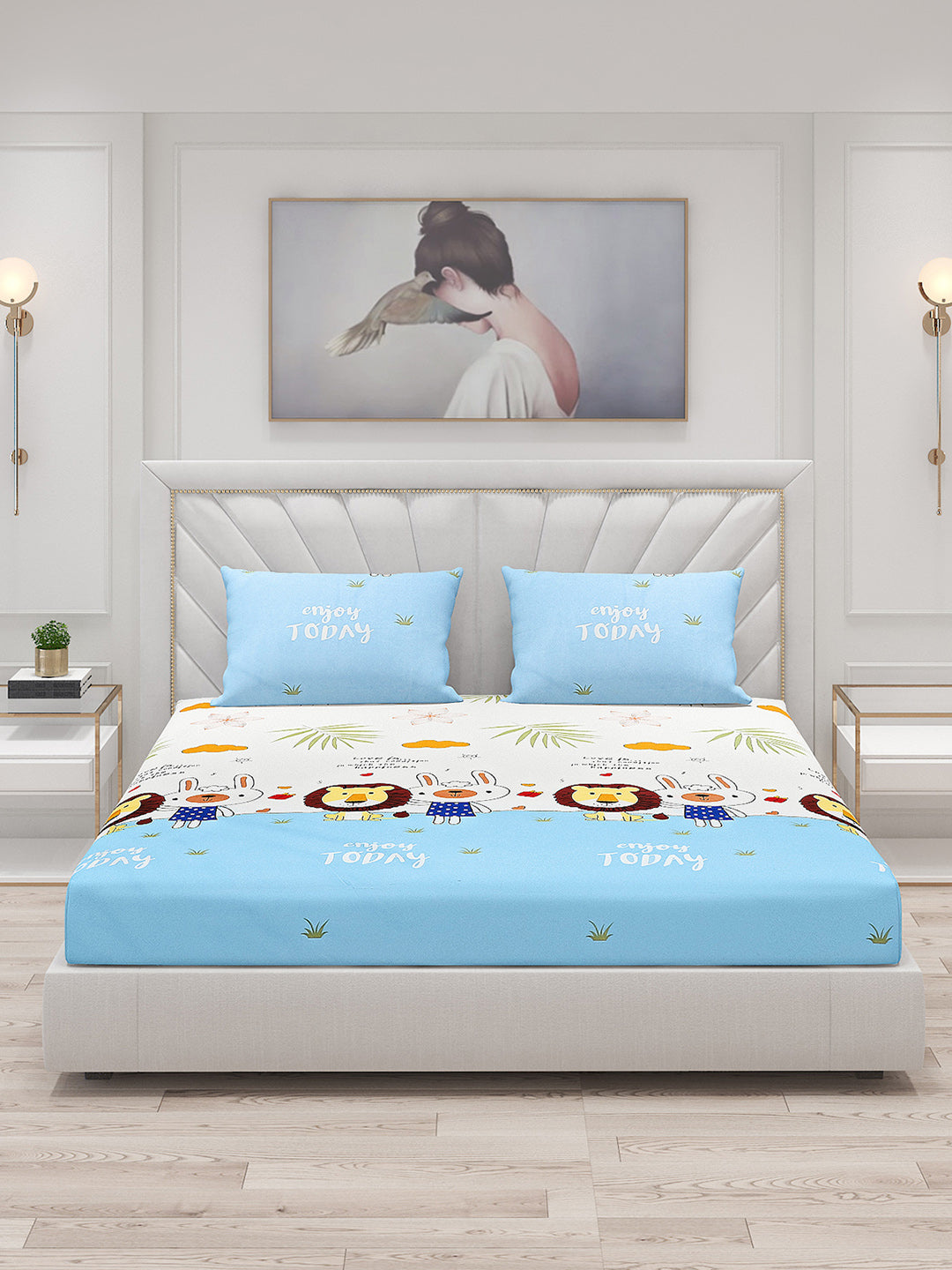 120 GSM Polyester Double Bed Bedsheet with 2 Pillow Covers - Updated - Updated - Updated