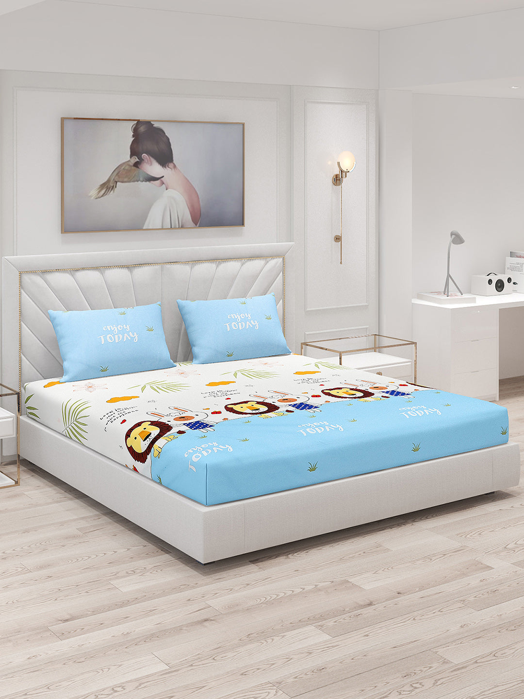 120 GSM Polyester Double Bed Bedsheet with 2 Pillow Covers - Updated - Updated - Updated