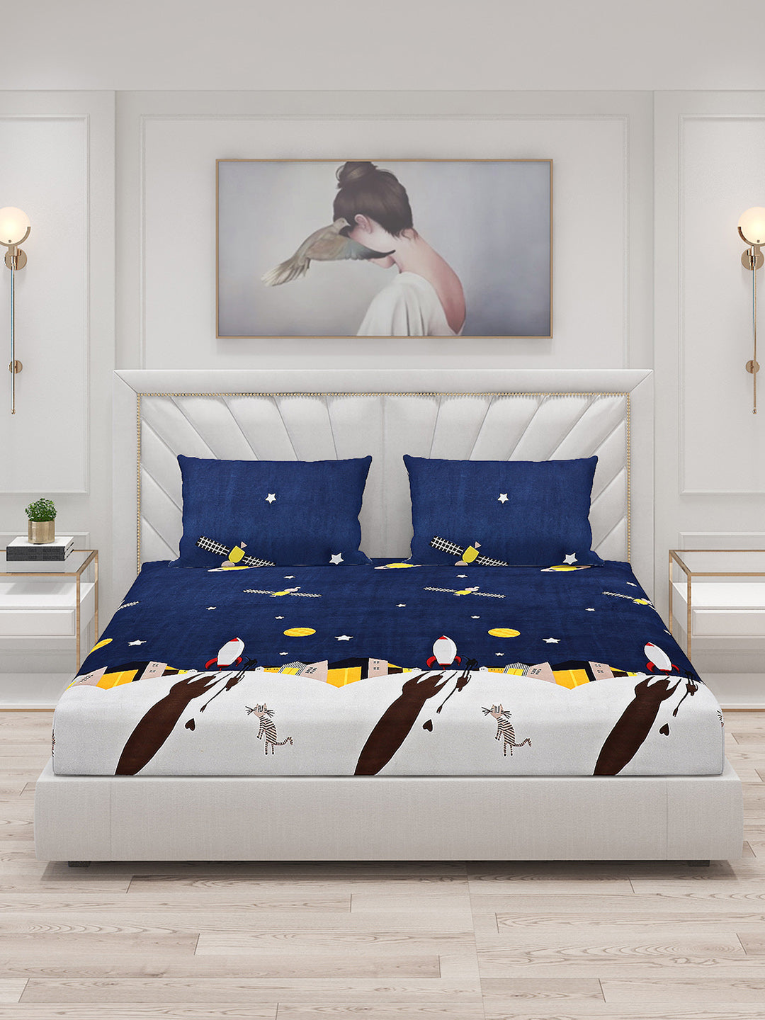 120 GSM Polyester Double Bed Bedsheet with 2 Pillow Covers - Updated - Updated