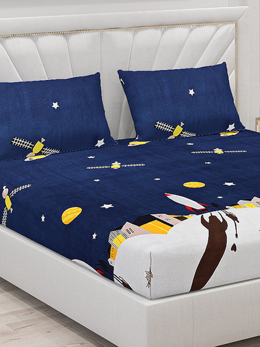 120 GSM Polyester Double Bed Bedsheet with 2 Pillow Covers - Updated - Updated