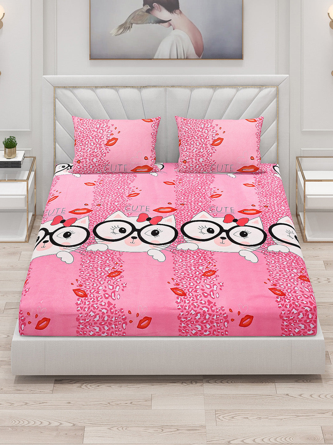 120 GSM Polyester Double Bed Bedsheet with 2 Pillow Covers - Updated - Updated - Updated