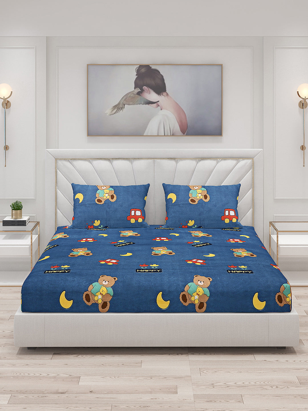 120 GSM Polyester Double Bed Bedsheet with 2 Pillow Covers - Updated - Updated