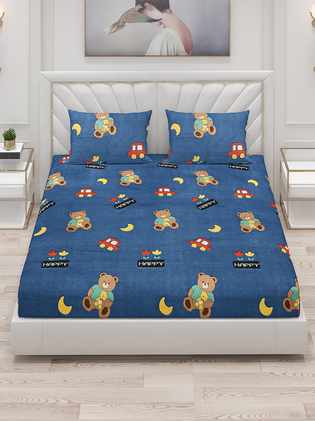 120 GSM Polyester Double Bed Bedsheet with 2 Pillow Covers - Updated - Updated