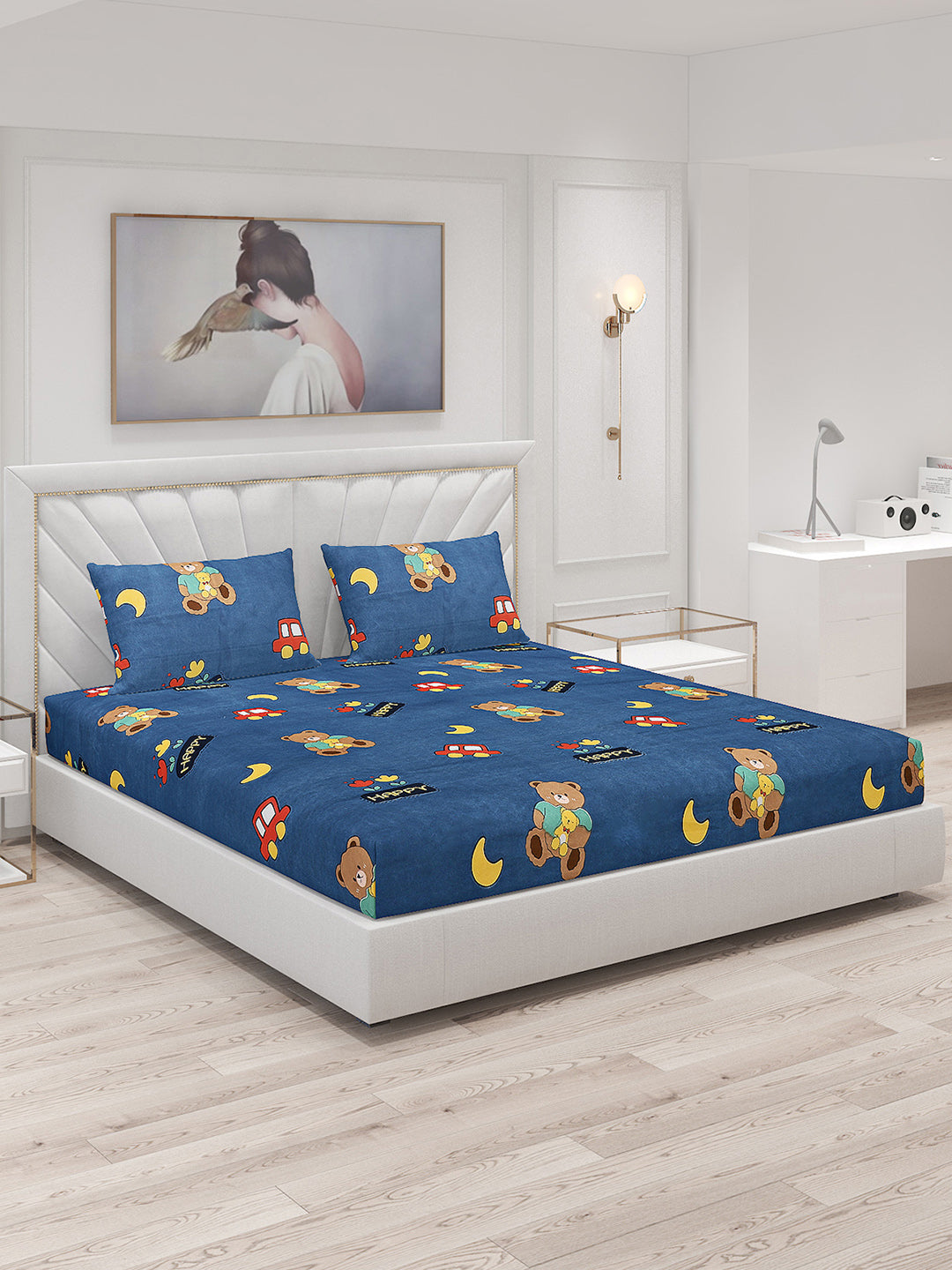 120 GSM Polyester Double Bed Bedsheet with 2 Pillow Covers - Updated - Updated