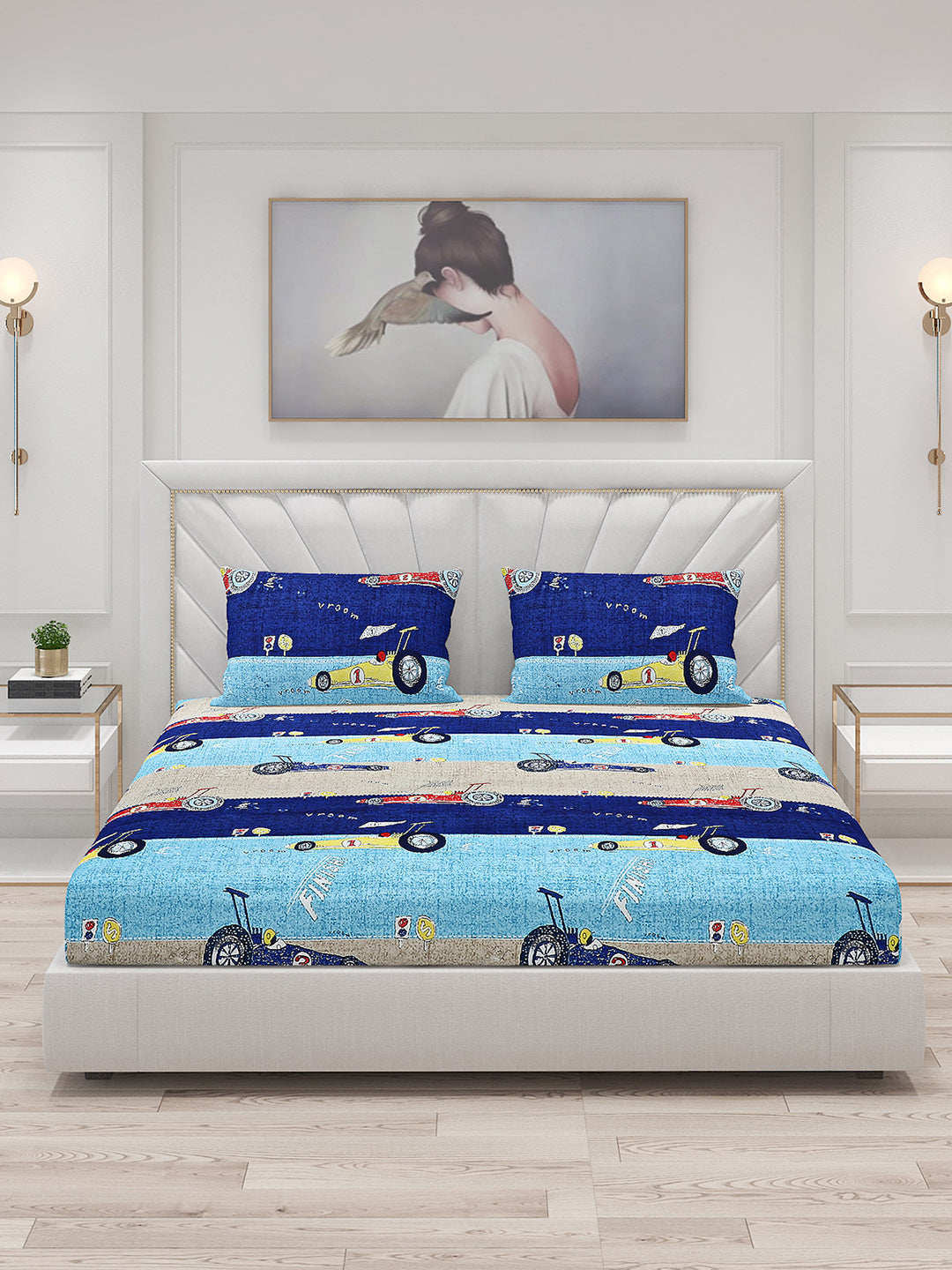 120 GSM Polyester Double Bed Bedsheet with 2 Pillow Covers - Updated - Updated