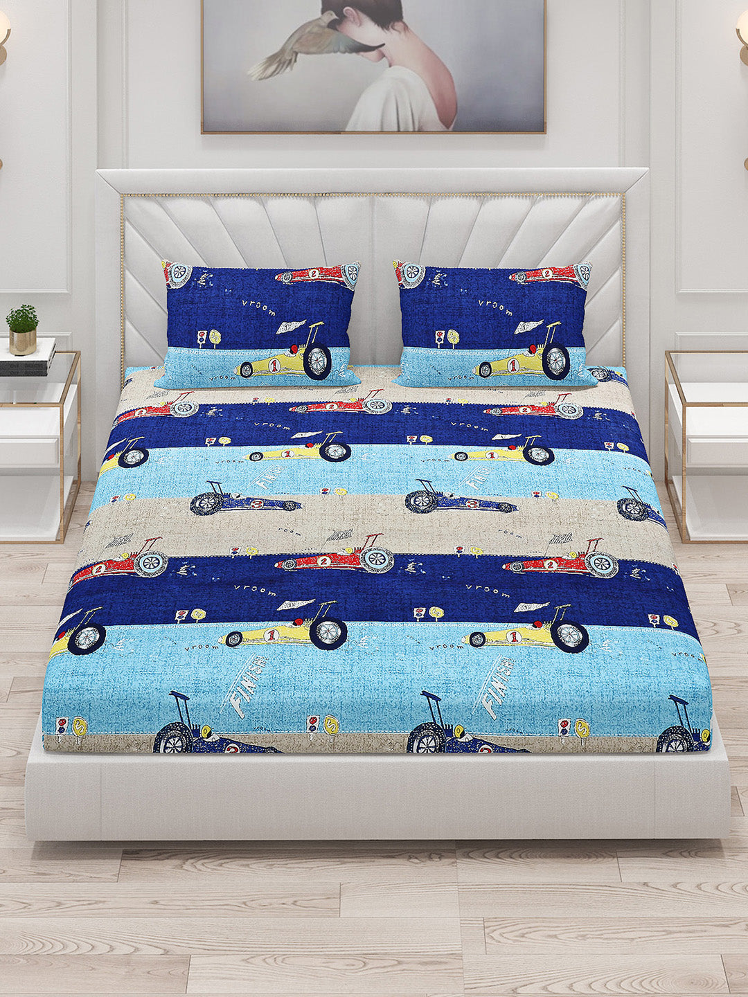 120 GSM Polyester Double Bed Bedsheet with 2 Pillow Covers - Updated - Updated