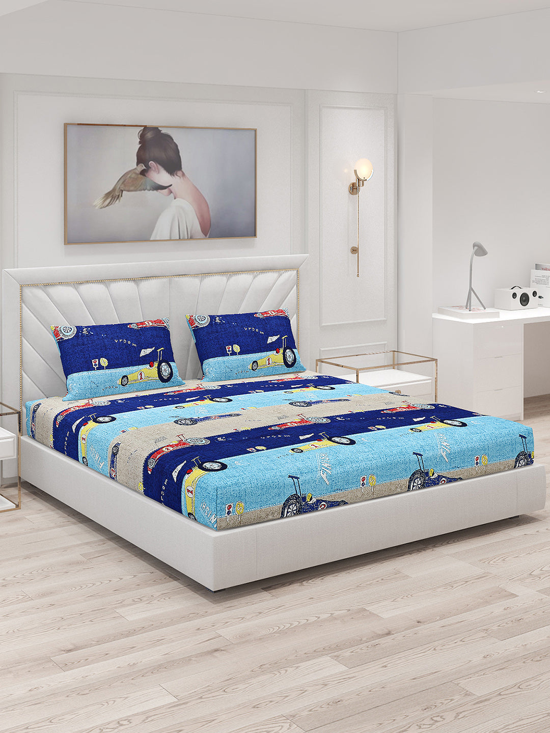 120 GSM Polyester Double Bed Bedsheet with 2 Pillow Covers - Updated - Updated